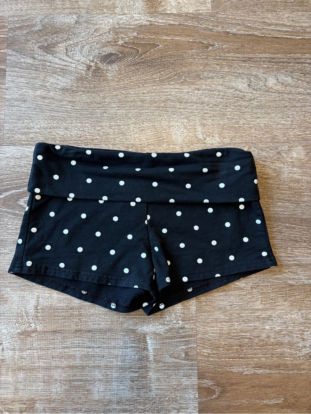 Edikted Black Polka Dot Women's Fold-Over Waist Shorts